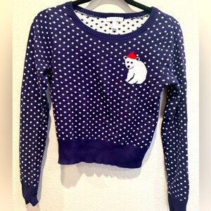 Delias vtg Blue Polar Bear long sleeve Sweater Women's Small, winter print